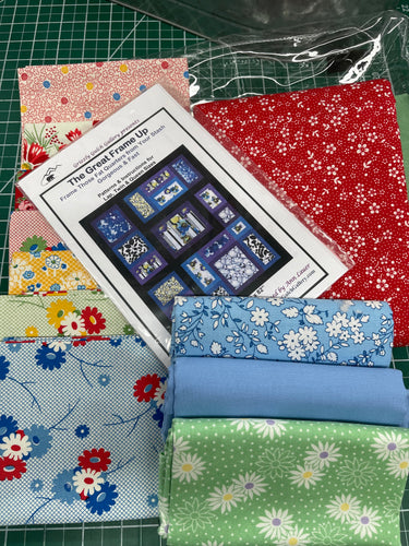 The Great Frame Up 66 X 82 quilt kit includes pattern and project bag.