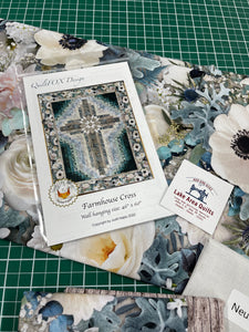 Hoffman Fabrics Farmhouse Blooms Cross Quilt Kit -  wall hanging size 46 X 60. Fabric kit only.  Please note NO PATTERN!!