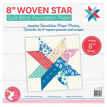8" Woven Star Quilt Block Foundation Paper (12 1/2" unfinished * 42 sheets)