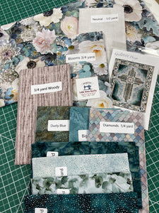 Hoffman Fabrics Farmhouse Blooms Cross Quilt Kit -  wall hanging size 46 X 60. Fabric kit only.  Please note NO PATTERN!!