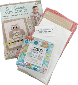 Home Grown Owl Baby Quilt (Girl)- KIT WITH PATTERN