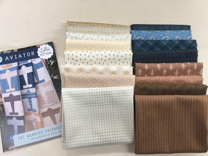 Aviator Brown/Blue quilt kit measures 64 X 66.  (fabric and pattern)