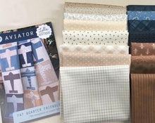 Aviator Brown/Blue quilt kit measures 64 X 66.  (fabric and pattern)