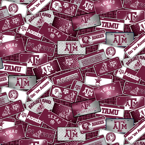 Texas A&M License plate 100% cotton by Sykel Enterprises TAM 1210