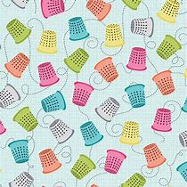 07598 80 Bobbins & Spools Lt. Turquoise (My Happy Place)  by Contempo   100% cotton