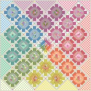 Tula's Star Cluster quilt kit #Everglow kit includes 19 1/2 yards of fabric & pattern.
