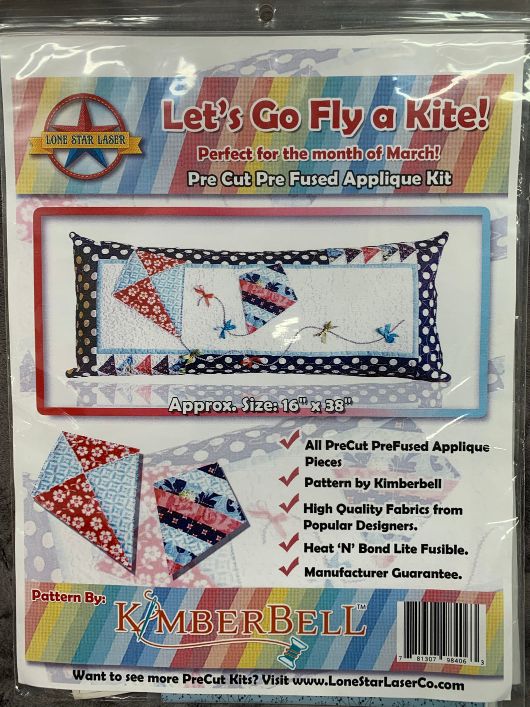 Kimber Bell Pre Cut Fused Applique Kit, Let's Go Fly a Kite!
