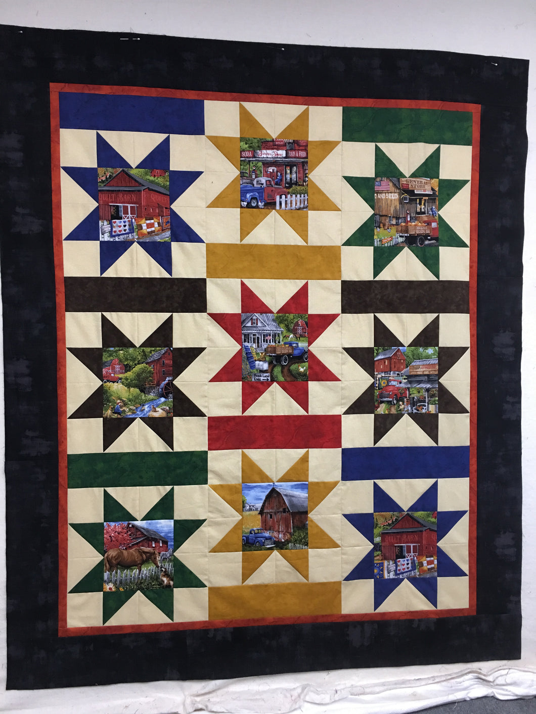 Falling Stars Country Paradise 61 X 73 kit,  Kit includes fabric, binding, & pattern.