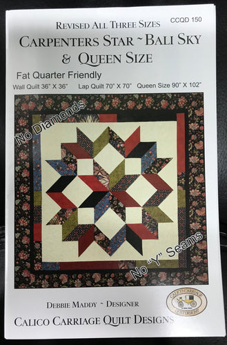 Carpenters Star - Bali Sky & Queen size by Calico Carriage Quilt Design pattern