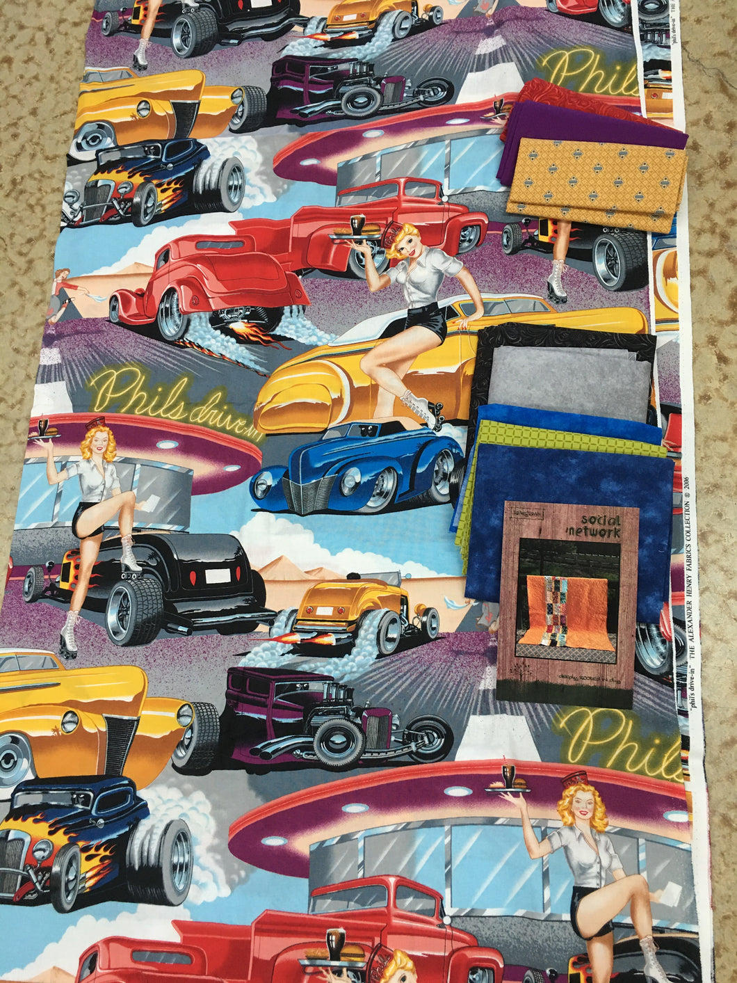 Rick's girls/Route 66 Social Network Pattern 58 X 76, pattern includes fabric & pattern.