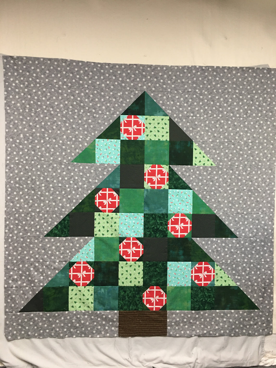 Fa La La Christmas Tree 66 X 66. Kit includes fabric, binding, & pattern.