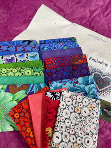 Kaffe Fassett,  #G  Exploding Heart Kit includes pattern, 18 fq, background, & binding  (one of a kind).