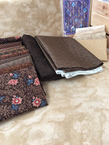 Cascades in Brown kit (fabric & pattern)  fabric color various shades of brown. quilt size 71 X 86.