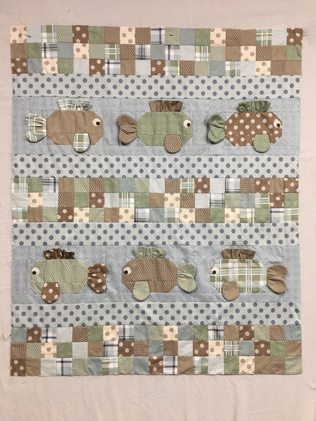 boy with fishing pole quilt block Boy Fish Quilt Kit, Sew Sweet Baby Quilt Book. 38 X 45. kit includes f – Lake Area Quilts