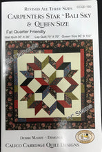 Carpenters Star - Bali Sky & Queen size by Calico Carriage Quilt Design pattern