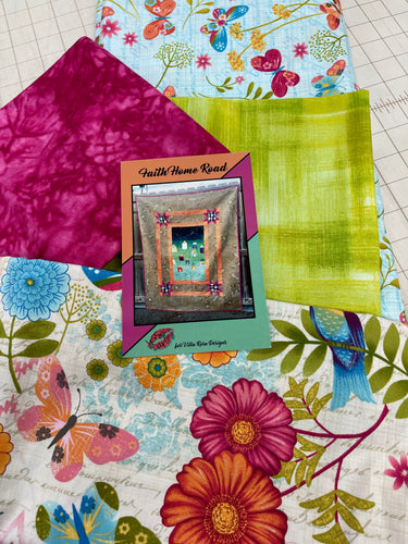 Dancing Wings Kit / Faith Home Road Pattern 62 X 80. kit includes fabric, binding, & pattern.