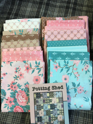Kindred Spirits Fat Qtr. Kit/Potting Shed Pattern 54 X 73. kit includes fabric, binding, & pattern.