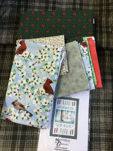 Cardinal Rail Run  55 X 85. kit includes fabric, binding, and pattern.