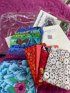Kaffe Fassett,  #G  Exploding Heart Kit includes pattern, 18 fq, background, & binding  (one of a kind).