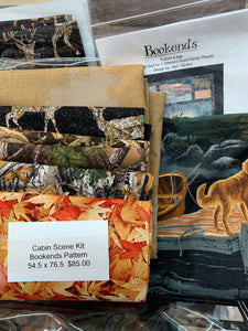 Cabin Scene Kit - Bookends Pattern 54 X 76  /  kit includes fabric & pattern.