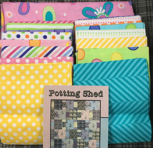 Dot Dot Dash Quilt Kit VR Potting Shed Pattern 54 X 73. kit includes fabric, binding, & pattern.