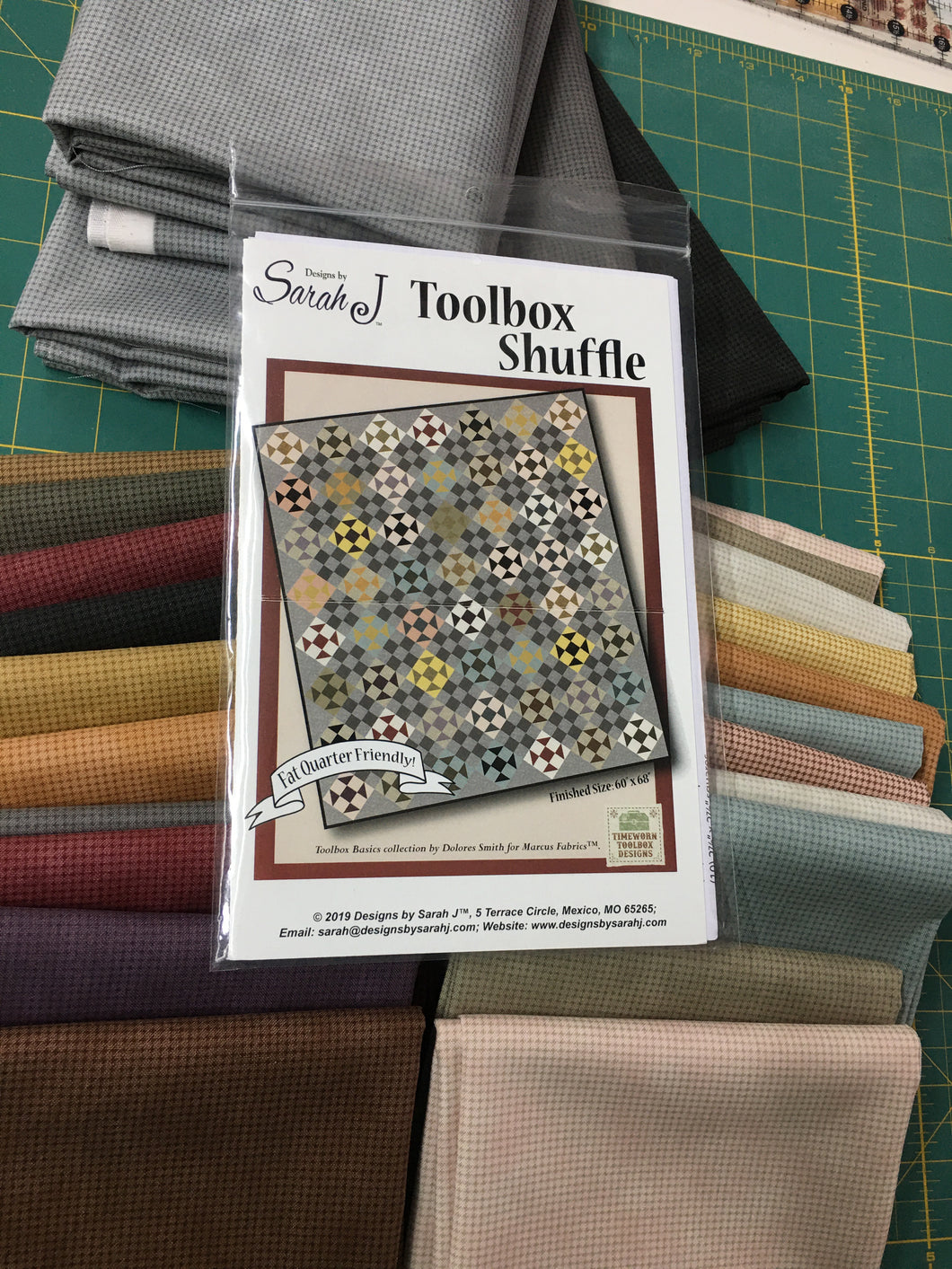 Toolbox Shuffle by Sarah J, Marcus Fabrics Kit 60 X 68.  Kit includes fabric, binding, & pattern.