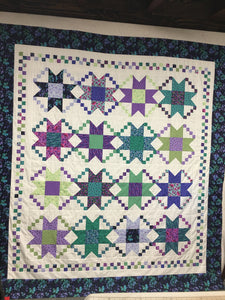 Nancy Rink Starry Argyle Pattern Night Riviera Runner Fabric Kit.  25" X 75" kit includes fabric, binding pattern.
