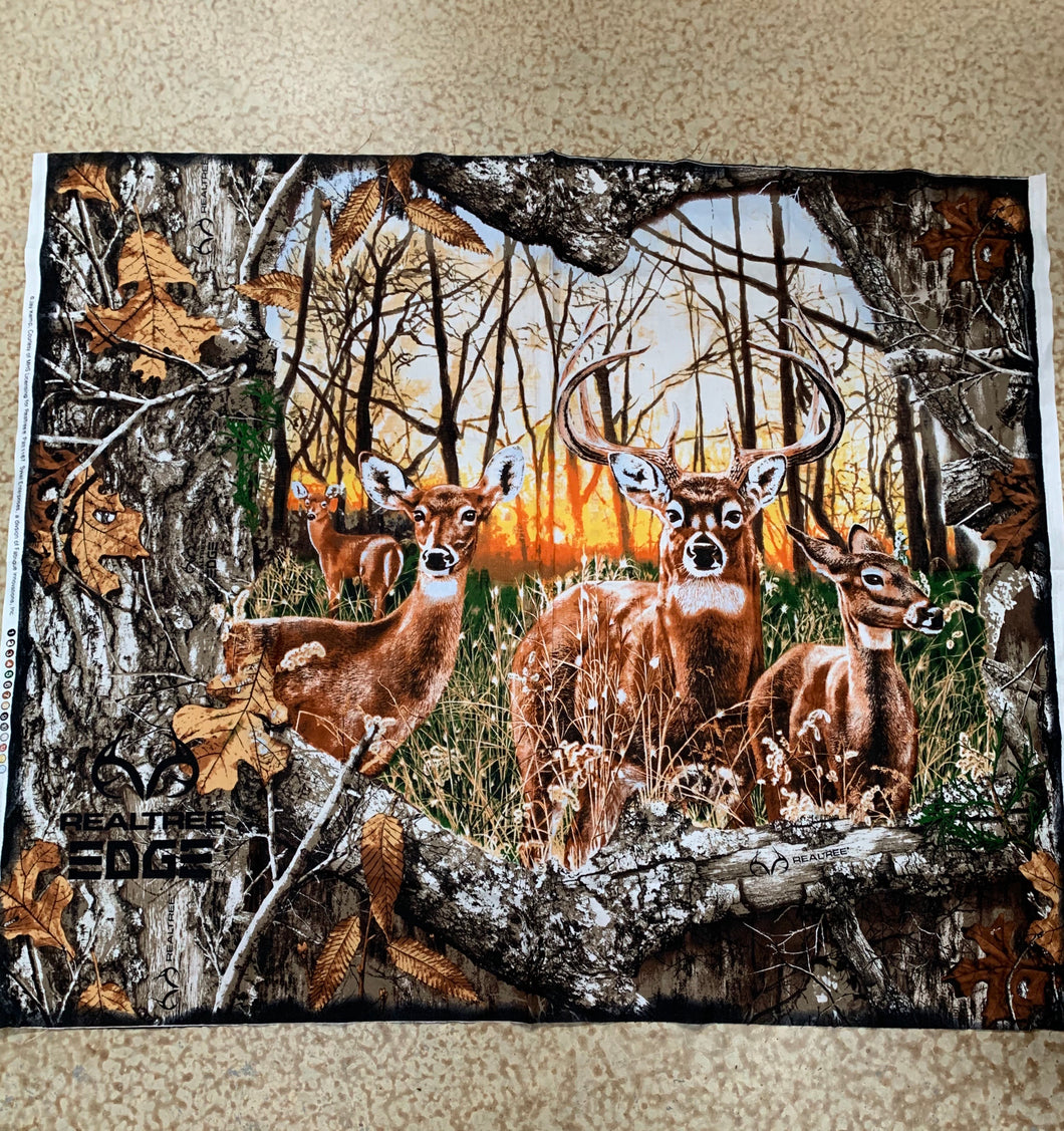 Realtree - 4 deer panel - 36 X 45. 100% cotton.