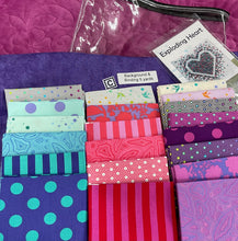 Tula Pink,  #C  Exploding Heart Kit includes pattern, 20 fq, background, & binding.  (One of a kind)