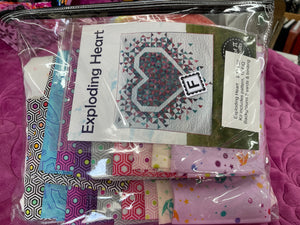 Tula Pink, #F  Exploding Heart Kit includes pattern, 18 fq, background, & binding