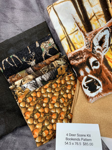 4 Deer Scene Kit, Bookends Pattern 54 X 76. kit includes fabric & pattern.