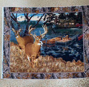 Realtree Deer Panel (Buck & Cabin) 36 X 45. 100% cotton