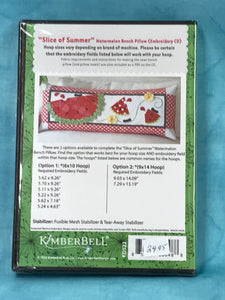 KimberBell - Slice of Summer Bench Pillow, for Machine Embroidery CD.  - KD522