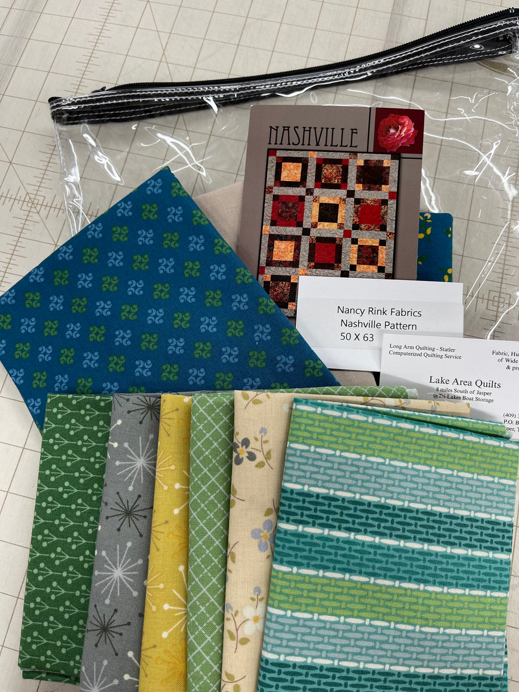 Nancy Rink Fabric, VR Nashville Pattern 50 X 63 kit includes fabric, binding, & pattern.