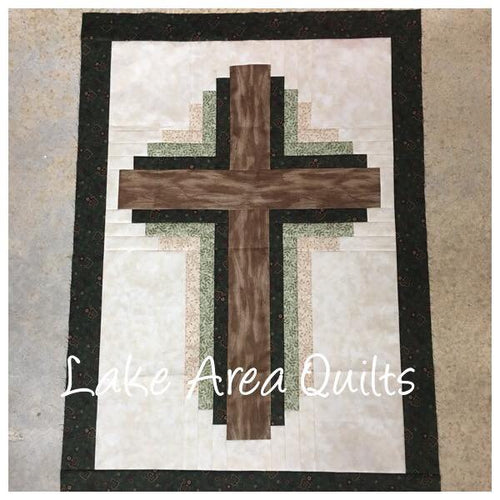Wood Grain & Green Varient Hope of Texas Cross - Wall hanging Kit