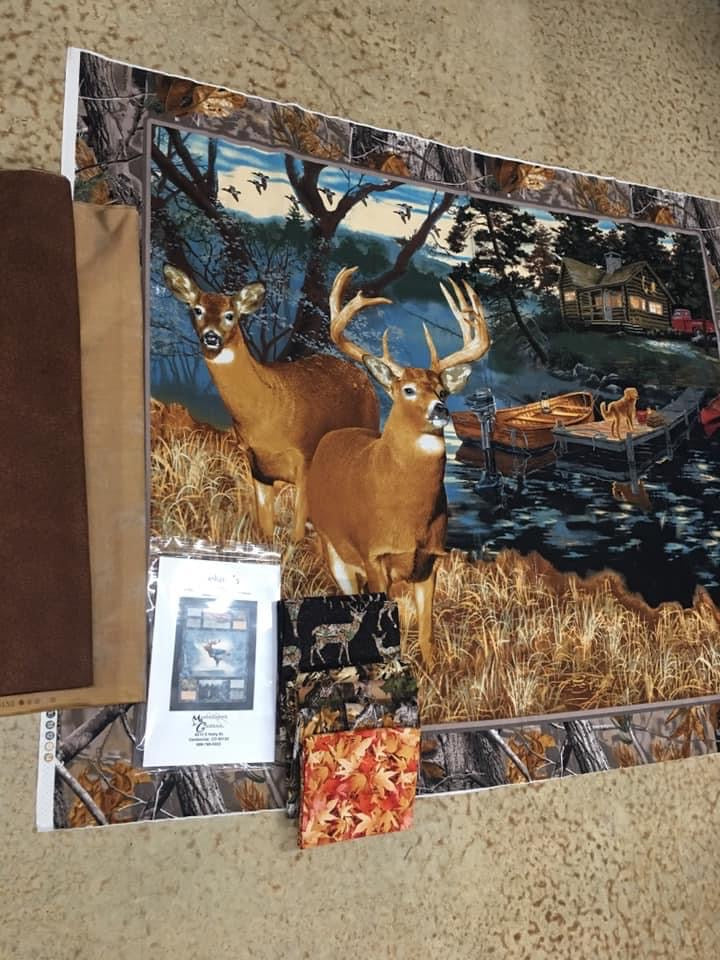 Cabin Scene Kit - Bookends Pattern 54 X 76  /  kit includes fabric & pattern.