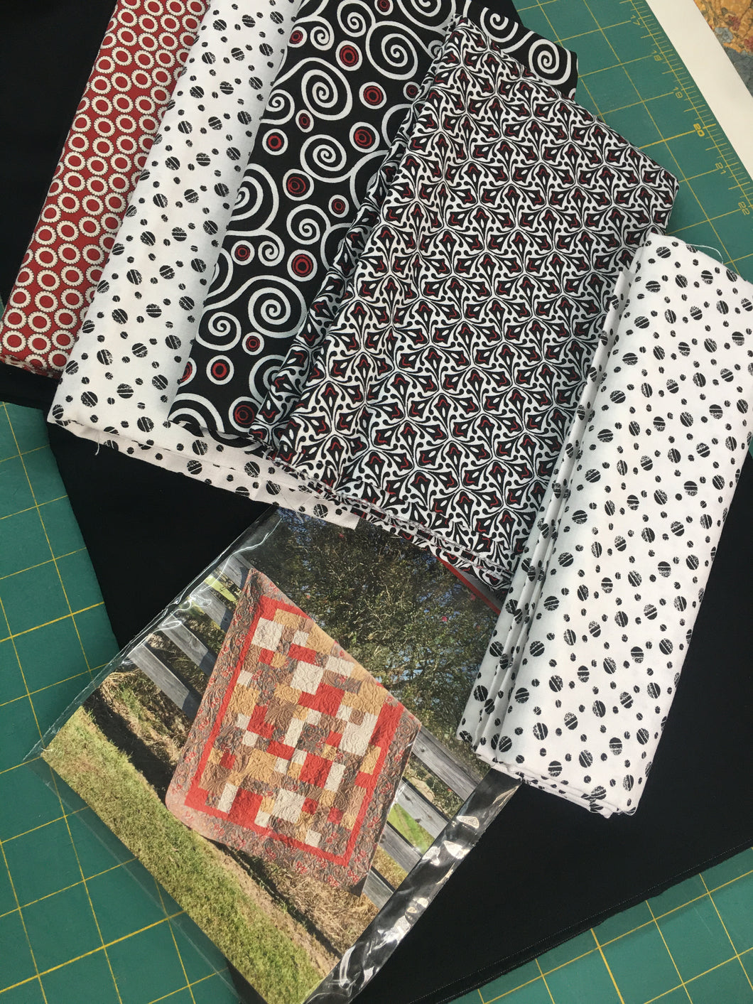 Take 5 Pattern / Kit includes Black & White prints 5 one yard cuts, binding, border, and pattern.