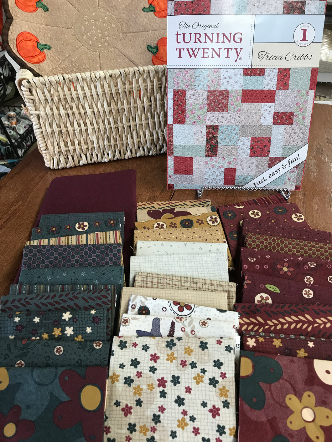 Turning Twenty No. 1, 30 fat quarters, 1 yard for binding.  size 86 X 102.