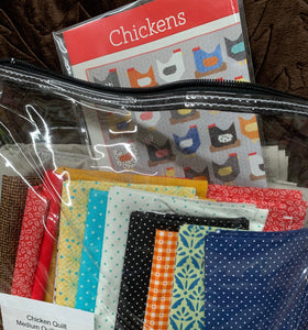 Chicken Quilt / Medium Quilt 54 X 60. Quilt kit includes fabric, binding, & pattern