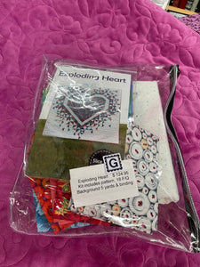 Kaffe Fassett,  #G  Exploding Heart Kit includes pattern, 18 fq, background, & binding  (one of a kind).