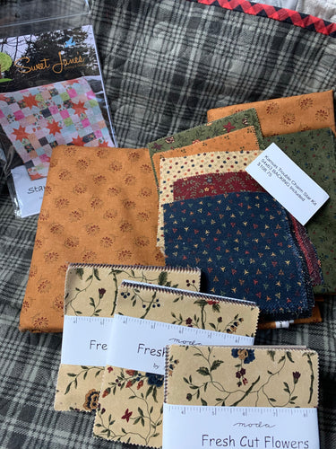 Kansas Trouble Charm Star Kit 54 X 63. Backing included / Kit includes fabric, binding, pattern, & backing.