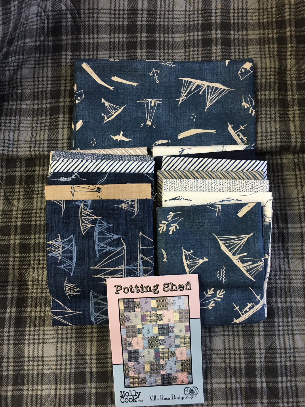 More Hearty Good Wishes / Potting Shed Pattern 54 X 74. kit includes fabric, binding, & pattern.